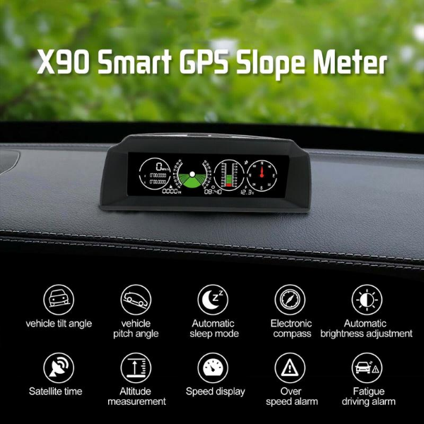 Oumefar Car Vehicle Inclinometer Rotatable 360 Degree Slope Indicator Meter Level Tilt Gauge Road Safety Instrument with Adhesive 
